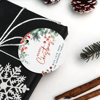 Etiquetas Para Lembrancinhas Elegante Winter Greenery Feliz Natal