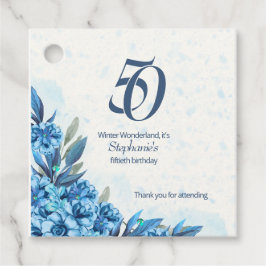 Etiquetas Para Lembrancinhas Elegante Winter White Blue Flowers 50º aniversário