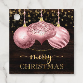 Etiquetas Para Lembrancinhas Elegantes Bolas de Natal Rosa Claro Feliz Natal