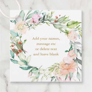 Etiquetas Para Lembrancinhas Elegantes Rosas em Aquarela Grinalda Floral