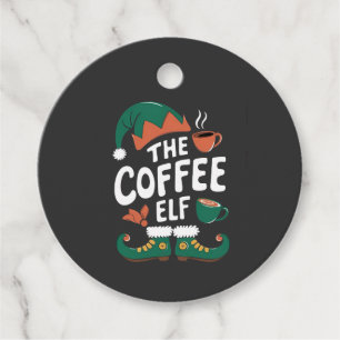 Etiquetas Para Lembrancinhas Elfo do Café Natal Divertido Cafeína Amantes do Na