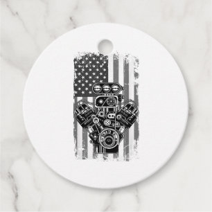 Etiquetas Para Lembrancinhas Êmbolo de Carro Musculoso Antigo Bandeira American
