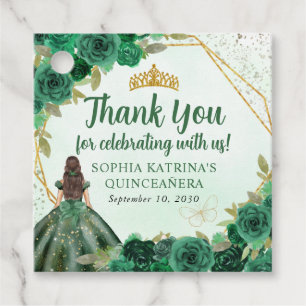 Etiquetas Para Lembrancinhas Emerald Green Dourada Princesa Floral Coroa Obriga