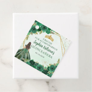 Etiquetas Para Lembrancinhas Emerald Green Dourada Princesa Floral Tiara Obriga