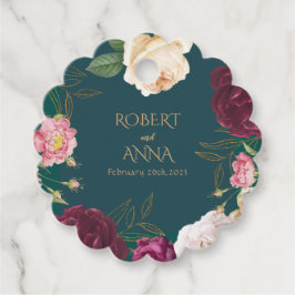 Etiquetas Para Lembrancinhas Emerald Green e gold Floral Weding