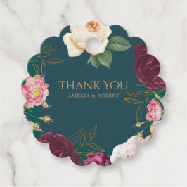 Etiquetas Para Lembrancinhas Emerald Green e gold Floral Weding