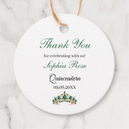 Etiquetas Para Lembrancinhas Emerald Green Gold Tiara Quinceañera Favor Tag