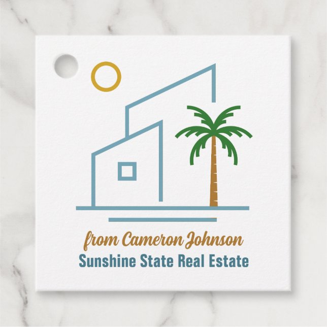 Etiquetas Para Lembrancinhas Empresa Imobiliária Praia Personalizável (Frente)