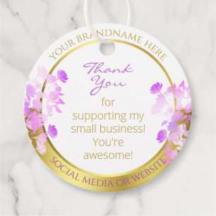 Etiquetas Para Lembrancinhas Encapsulamento Dourado e púrpura de chic Floral, d