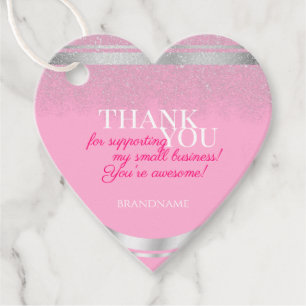 Etiquetas Para Lembrancinhas Encapsulamento Girly Pink e Silver Glitter Obrigad