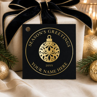 Etiquetas Para Lembrancinhas Enfeite Preto Elegante de Ouro Presente de Férias