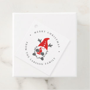 Etiquetas Para Lembrancinhas Engraçado Gnome com Reindeer Antlers Natal