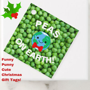 Etiquetas Para Lembrancinhas Engraçado Natal "Ervilhas na Terra" Punny Cute