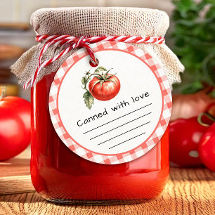 Etiquetas Para Lembrancinhas Enlatado com tomate de amor com padrão de verifica