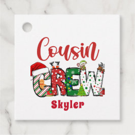 Etiquetas Para Lembrancinhas Equipe de Primo Retro Personalizado Natal Doodle 