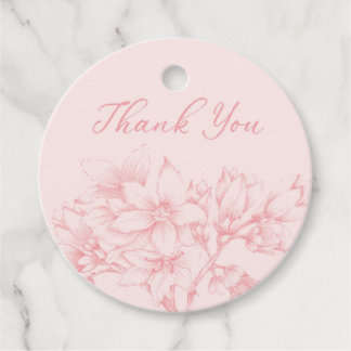 Etiquetas Para Lembrancinhas Esboçou Flores Beije Rosa Obrigado