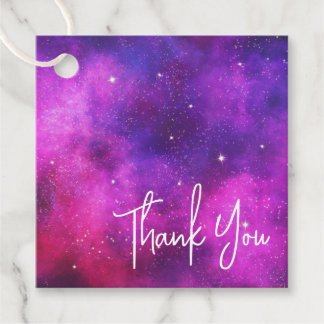 Etiquetas Para Lembrancinhas Espaço Rosa e Roxo e Estrelas Falso Galaxy Obrigad