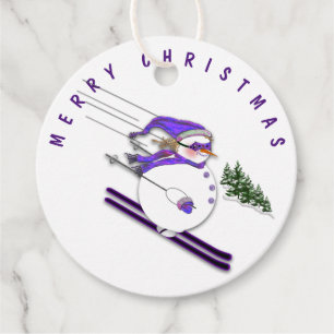 Etiquetas Para Lembrancinhas Esquiando Snowman Dags de Natal inc. Twine