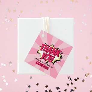 Etiquetas Para Lembrancinhas Estilo Comic Super Herói Garota Rosa De Aniversári