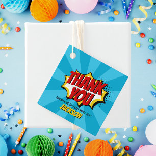 Etiquetas Para Lembrancinhas Estilo Comic Super Herói Menino Azul de Aniversári