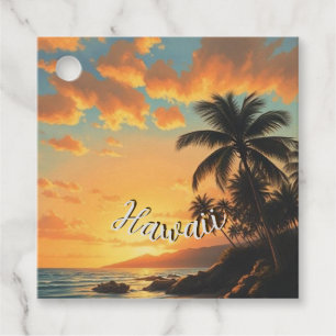 Etiquetas Para Lembrancinhas Estilo Vintage na costa Viagem Havaiana Sunset