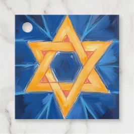 Etiquetas Para Lembrancinhas Estrela de Davi Hanukkah Aquarela Azul