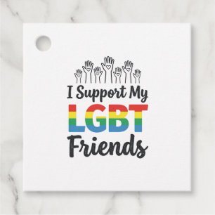 Etiquetas Para Lembrancinhas Eu Apoio Meus Amigos LGBT Orgulho Arco-Íris Vetor 