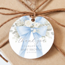 Eucalyptus Blue Bow Baby Shower Thank you