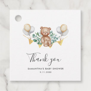 Etiquetas Para Lembrancinhas Eucalyptus e Urso Chá de fraldas Russo Obrigado