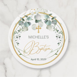 Etiquetas Para Lembrancinhas Eucalyptus Foliage Cross Baptism
