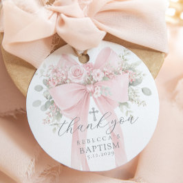 Etiquetas Para Lembrancinhas Eucalyptus Pink Bow Baptism Thank you