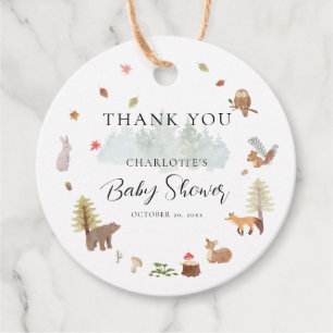 Etiquetas Para Lembrancinhas Fall Woodland Animal Boys Chá de fraldas Obrigado