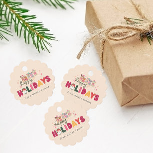 Etiquetas Para Lembrancinhas Família de cachorros bonitos de Natal moderna