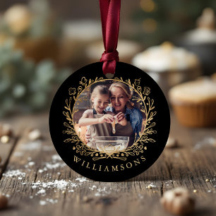 Etiquetas Para Lembrancinhas Família Elegante Dourada e Negra Baking Photo Wrea