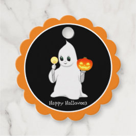 Etiquetas Para Lembrancinhas Fantasma e abóbora de Halloween em preto