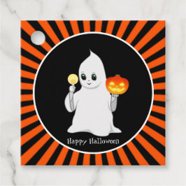 Etiquetas Para Lembrancinhas Fantasma e abóbora fofos de Halloween em preto e l