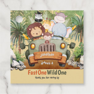 Etiquetas Para Lembrancinhas Fast One Wild One Safari Animal Car primeiro anive