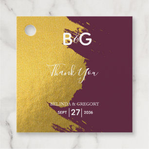 Etiquetas Para Lembrancinhas Faux Dourado Burgundy, Presente de Casamento Monog