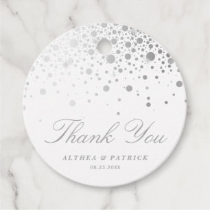 Etiquetas Para Lembrancinhas Faux Dourado Silver Confetti Dots Casamento Obriga