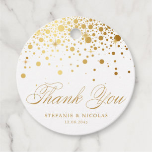 Etiquetas Para Lembrancinhas Faux Gold Foil Confetti Dots Casamento Obrigado