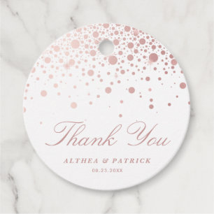 Etiquetas Para Lembrancinhas Faux Rosa Gold Foil Confetti Pontos Obrigado