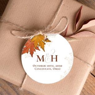 Etiquetas Para Lembrancinhas Favor de Aquarela do Monograma do casamento outono