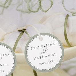 Etiquetas Para Lembrancinhas Favor de Casamento Branco Verde Script Clássico El