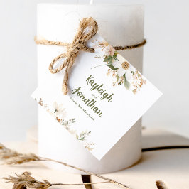 Etiquetas Para Lembrancinhas Favor de Casamento Floral de Cor Branca Moderna de