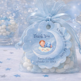 Etiquetas Para Lembrancinhas Favor de Chá de Bebê Azul Pastel Lua Estrelas Cele