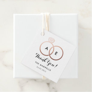 Etiquetas Para Lembrancinhas Favor dos Anéis de Casamento Dourado da Rosa moder