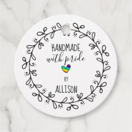 Etiquetas Para Lembrancinhas Feita À Mão Com Orgulho Arco-Íris Artisan De 2 Lad