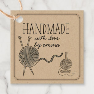 Etiquetas Para Lembrancinhas Feita à mão com Yarn de tricô de amor Obrigado Kra