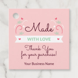 Etiquetas Para Lembrancinhas Feita com o Amor Marcas de Favor Modernas Rosa 3