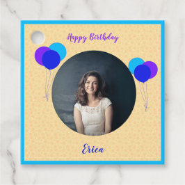 Etiquetas Para Lembrancinhas Feliz Aniversário Balões Personalizados Foto e Tex